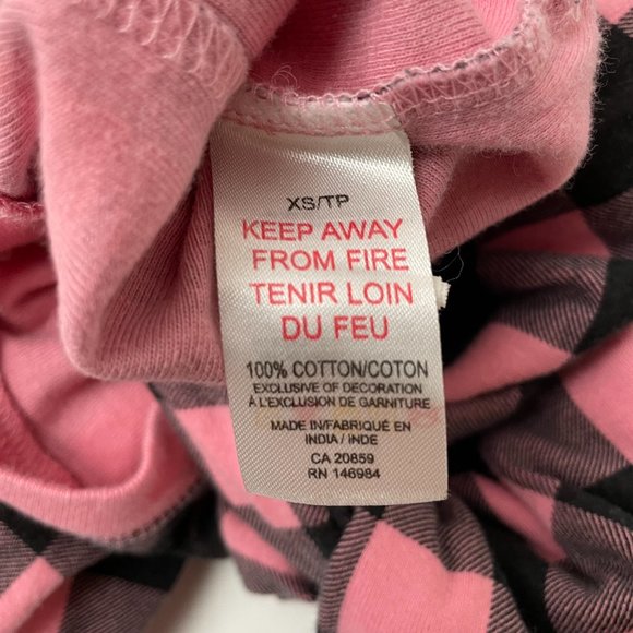 Little Blue House Pink Black Buffalo Check One Piece Onesie Union Suit, Size XS - Picture 7 of 7